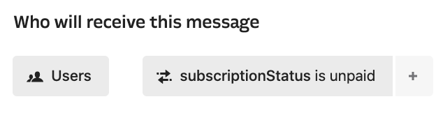Intercom popup configured to trigger when stripe_subscription_status is unpaid